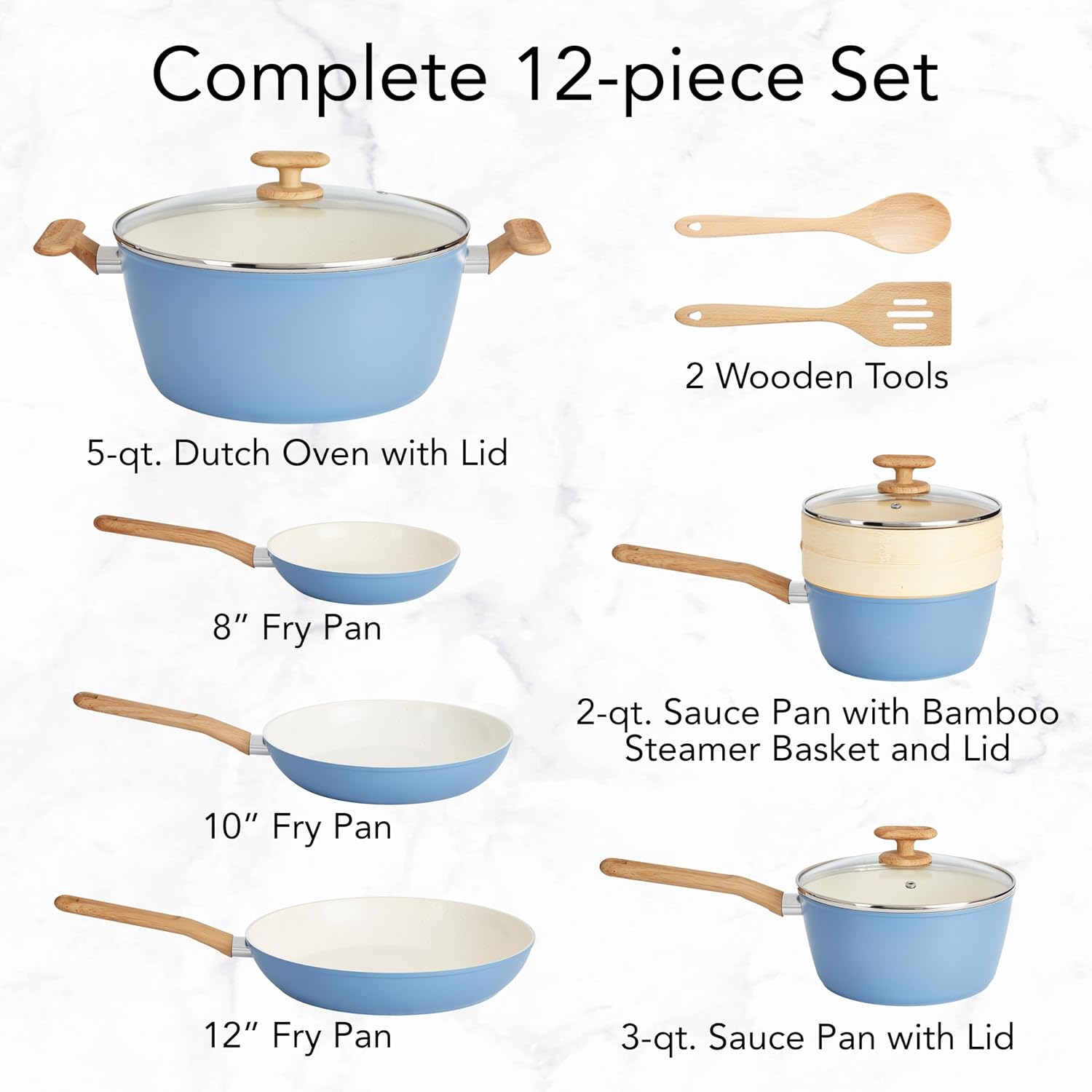12-Piece Ceramic-Coated Cookware Set