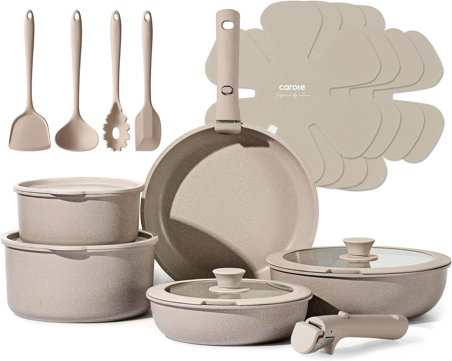 19-Piece Detachable Handle Cookware Set