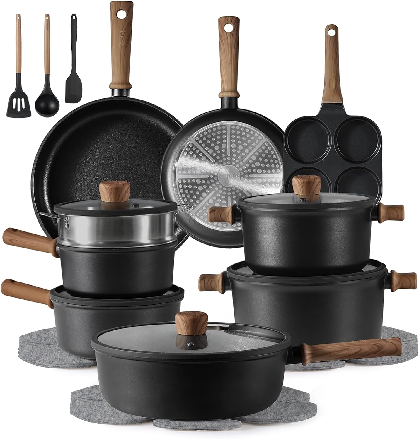 24-Piece Cookware Set with Nonstick Coating